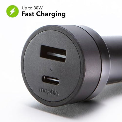 Mophie 42W Dual USB-C + USB-A Car Charger, Universal AUX Compatibility, LED Indicator, Fast Charging, Multi-Device - style: USB-C & USB-A