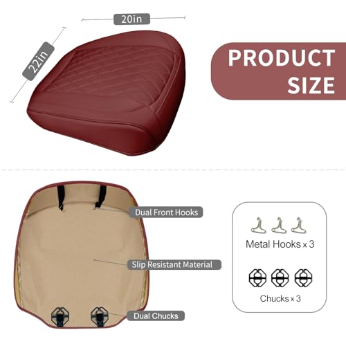 BEITK 1 Pack Leather Front Car Seat Cover Bottom Car Seat, Anti-Slip and Full Wrap Driver Car Seat Protectors, Luxury Waterproof Bottom Auto Seat Cushion Pad Mat for Most Vehicles(Red) - color: red-1pcs
