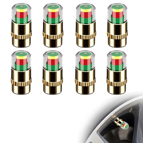 ANKIA 8Pcs Car Tire Pressure Monitor Valve Stem Caps Sensor Indicator 3 Color Eye Alert (Golden,2.2Bar 32PSI) - color: Golden,2.2Bar 32PSI