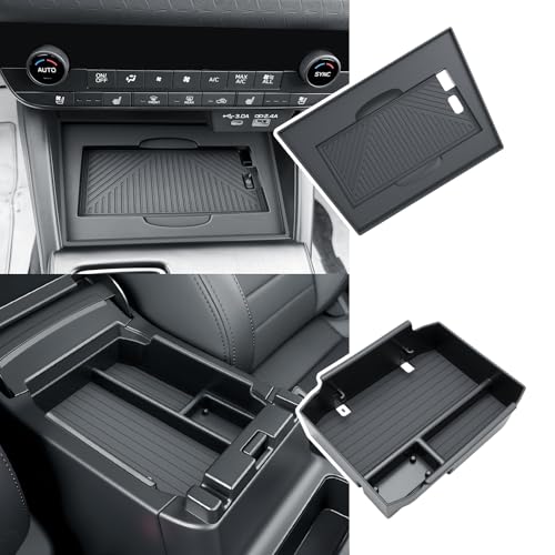 BIBIBO 2Packs for 2026 Subaru Outback Center Console Organizer 2026 Subaru Outback(Premium,Limited,Touring,Wilderness,Limited XT,Touring XT) Console Insert Tray +Silicone Wireless Charging Mat - color: Black-2Pack