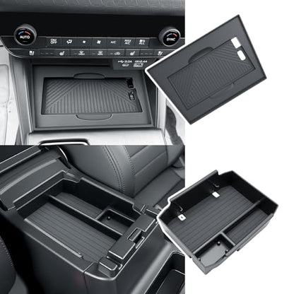 BIBIBO 2Packs for 2026 Subaru Outback Center Console Organizer 2026 Subaru Outback(Premium,Limited,Touring,Wilderness,Limited XT,Touring XT) Console Insert Tray +Silicone Wireless Charging Mat - color: Black-2Pack