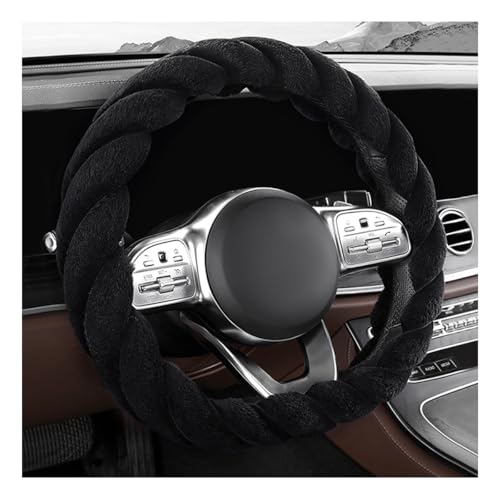 KVAEY Fluffy Car Steering Wheel Cover, 15 Inches Anti-Slip Round Fuzzy Winter Steering Wheel Protector, Soft Warm Plush Steering Wheel Cover for Women Girls, Car Accessories (Black, D-Shaped) - color: Black, size: D-Shaped