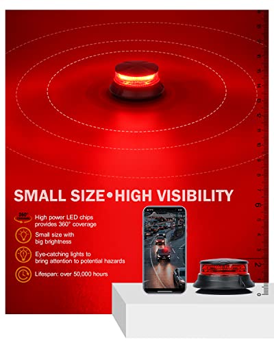 Xprite LED Rotating Beacon Light, 4.5Inch Super Bright Forklift Strobe Lights w/Magnetic Base for 12-24V Construction Truck Patrol Car Tractor Golf Carts-Red - color: Red