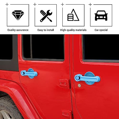 Exterior Door Handle Cover Tailgate Handle Cover Recess Guard Compatible with 2007-2017 Jeep Wrangler JK JKU Sports Sahara Freedom Rubicon Unlimited, Light Blue, 15PCs - color: Light Blue