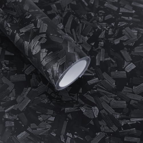 Lypumso Matte Black Forged Carbon Fiber Vinyl Wrap Roll, Anti-Wrinkle Bubble Free Replacement Car Sticker, Premium Self Adhesive Car Wrap Vinyl Automotive DIY Interior Exterior 1ft x 5ft - color: Black Carbon Steel, size: 1ft x 5ft