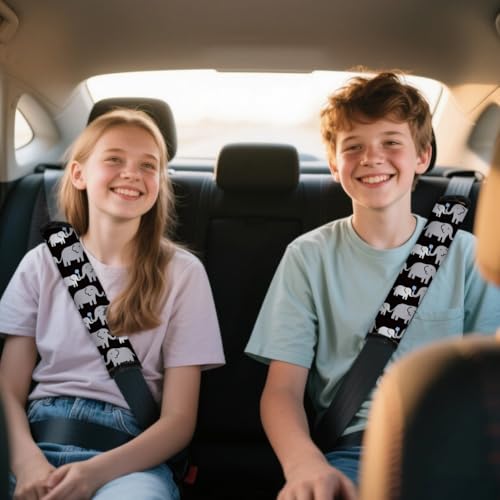 2Pcs Soft Auto Seat Belt Cover Pad Cartoon Elephants Animal Colorful Car Seatbelt Shoulder Cushion for Comfortable Driving, Compatible with All Cars' Seatbelt and Backpack Straps - color: Elephant