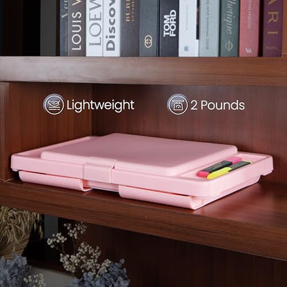 Loddie Doddie Folding Lap Desk - Blush, Plastic & Steel - Sturdy Car Seat Tray for Kids Travel - Lap Desk with Storage Pocket & Accessory Trays - Fits Most Laptops as Laptop Bed Table - color: Blush