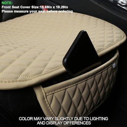 West Llama Pu Leather Car Seat Bottom Covers Protectors Include 1 Pair Front Driver Seat Pad Mat and 1 Rear Bench Cover Universal Fit 90% Vehicles,Beige - color: A-Beige, size: Universal Fit - Full Set