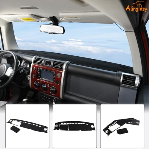 Aunginsy Car Dashboard Cover Mat Compatible with Toyota FJ Cruiser 2007-2021 SUV Dashboard Dash Cover Nonslip Black Mat Sun Pad Dash Carpet Sunshade Glare UV Rays Protector Car Interior Accessories - color: Black(LHD)