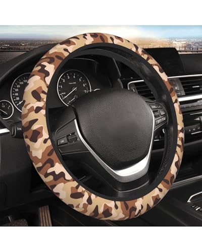 Steering Wheel Cover Accessories Neoprene Cover Non-Slip Breathable Easy to Install Suitable for Women Men Girls for Car SUV Van Truck Universal 14.5-15.5 Inch Brown Camouflage - color: Brown Camouflage, size: 14.5-15.5 inch