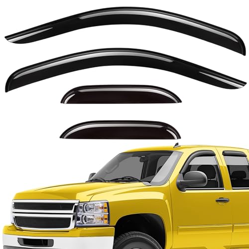 Extra Durable Window Deflectors Tape-On Window Visors Rain Guards Fit for Chevrolet (Chevy) Silverado 1500 2007-2013 Extended Cab,Sun Visors,Wind Vent for Shades, Exterior Car Accessories- 4pcs.AG0014 - color: For Chevy Silverado 07-13
