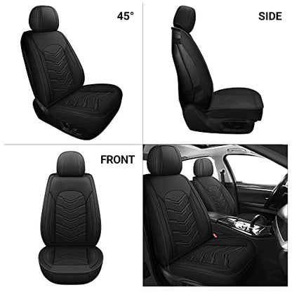 AOOG Leather Car Seat Covers Universal fit Most Sedans SUV Trucks (Front seat, Black) - color: BLACK, size: FRONT PAIR