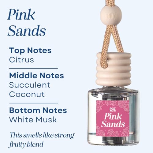C&E Craft Co Hanging Car Air Freshener Diffuser 2 Pack, Long Lasting Fragrance Oil Car Freshener, Glass Bottle Auto Air Freshener, Made in USA (Pink Sands) - size: 34 Fl Oz (Pack of 2)
