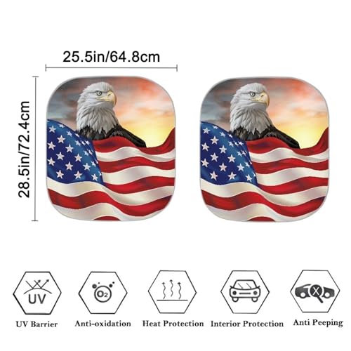 Automotive Winshield Sunshade Car Interior Accessories Sun Proof Front Windows Shade Sun Visor Blocker 2 Pieces Set Auto Shade-Eagle American Flag - color: Eagle American Flag