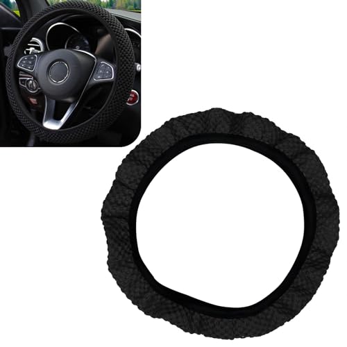 Tesnaao Pack-1 Car Steering Wheel Cover, Ice Silk 3D Massage Mesh Breathable Without Inner Ring Steering Wheel Cover, Elastic Easy Grip Anti-Slip Protector for 14.5"-15", Universal for Cars (Black)