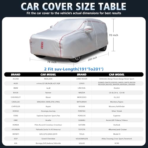 SUV Car Cover, 360° Underbody Wrap Design, All-Weather Waterproof Car Cover, Suitable for SUV Vehicle Body Length 191 to 200 in - size: 1（SUV-A6）