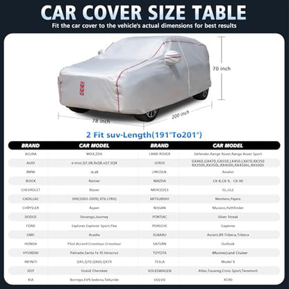 SUV Car Cover, 360° Underbody Wrap Design, All-Weather Waterproof Car Cover, Suitable for SUV Vehicle Body Length 191 to 200 in - size: 1（SUV-A6）