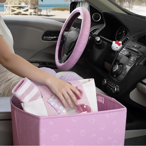 Sanrio Hello Kitty Car Trunk Organizer, Steering Wheel Cover, Air Freshener & Refill – Cute, Collapsible, Heavy-Duty Storage & Car Accessories for Groceries, Tools, Travel – 12.5"L x 12.5"W x 9"H - style: Pack Hello Kitty