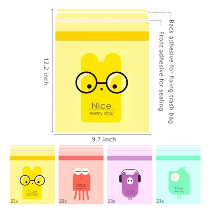 92pcs Car Trash Bags Easy Stick-On Disposable Portable Car Garbage Bags, Waterproof Leak Proof Barf Vomit Bags, Self Adhesive Cleaning Bags for Cars, Bedrooms, Bathrooms, Offices, Kitchens - Pattern A - color: A-92 Pieces