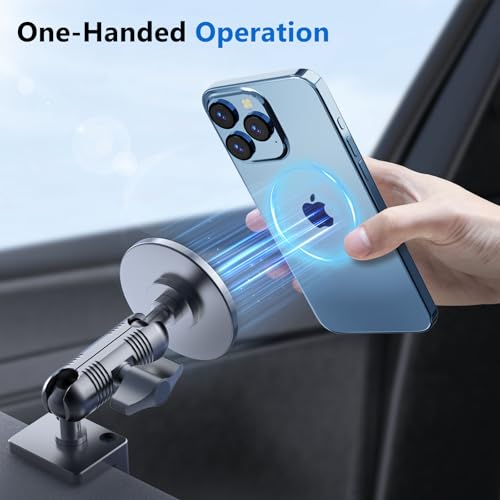 DIAMOOKY Metal Ultra Magnetic Phone Mount for Toyota 4Runner 2024 2023 2022 2021 2020-2010 5th Gen 4runner Accessories Dash Cell Phone Holder Adjustable Phone Stand Fit for All Smartphone for MagSafe - style: 2010-2024 (Magnetic)