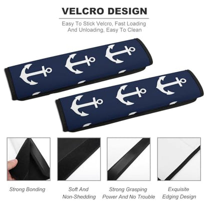 Comfortable Cushion Pad Car Shoulder Strap Harness Pad, Nautical Anchor Navy 2PCS Car Belt Covers - color: Color350