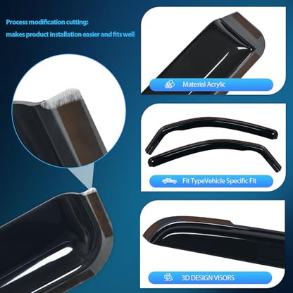 Nilight Side Window Deflectors for Toyota Tacoma Access Cab/Tacoma Double Cab 2016-2023 Window Visors Rain Guards, Vent Shade for Fresh Air, Rain & Snow Protection, Wind Noise Reduction-2PCS