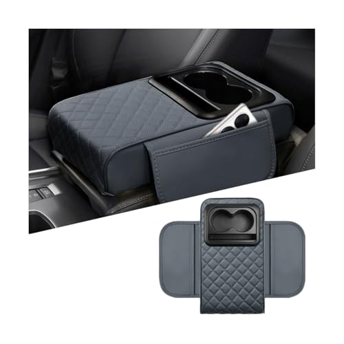 Mandark Car Center Console Armrest Pillow, Leather Memory Foam Auto Arm Rest Box Cover with Storage Bag, Waterproof Automotive Interior Elbow Protector Accessories, Universal Fit (Gray) - color: Gray, size: Style A