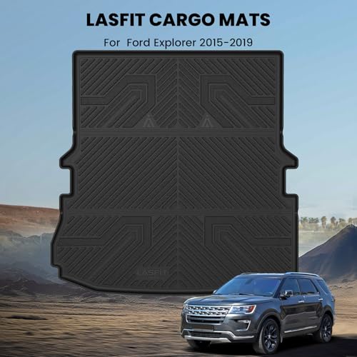 LASFIT Trunk & Backrest Mat for Ford Explorer 2011-2019, Custom Fit All Weather Protector TPE One-Piece Design Easy Installation Trunk with Seatback Mat, 1pc Black - style: 3) Explorer 6&7 Seats| 11-19 | Cargo&Seatback