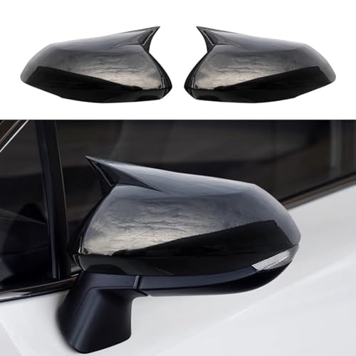 Blazeray Car Styling ABS Door Ox Horn Rear View Mirror Shell Cover Caps Trim Exterior Decoration Accessories for Toyota Corolla 2020 2021 2022 2023 2024 2025 With Signal Lights(Bright Black) - color: Bright Black, size: For Corolla 2020-2025