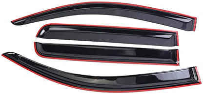 Tape-On Window Visors Deflectors Rain Guards 4 Piece Set ‎Compatible with 2008-2017 Mitsubishi Lancer - size: 2008-2017 Mitsubishi Lancer