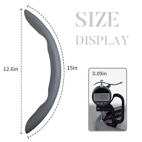 Car Steering Wheel Cover Leather Snap On 3Pcs Set Non-Slip Protector Wrap Steering Wheel Accessories 14.5-15 inch Universal Gray - color: Gray