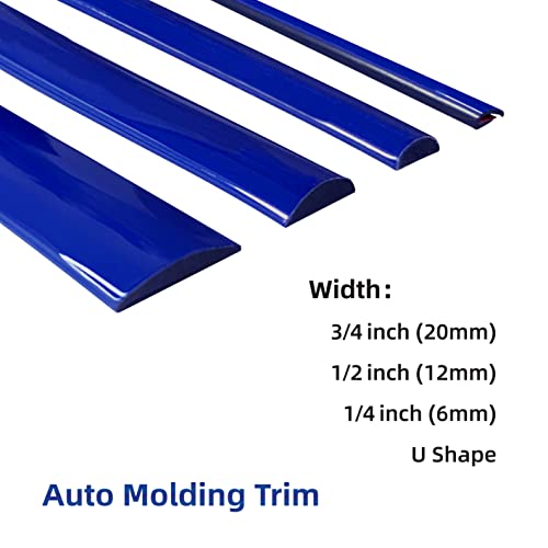 16Ft Dark Blue Car Motor Bike Self-Adhesive Exterior and Interior Molding Trim Universal Dashboard Bumper Window Door Body Side Decorative Strip Scratch-Proof (Width: 1/2 inch (12mm)) - style: Width: 1/2 inch (12mm)