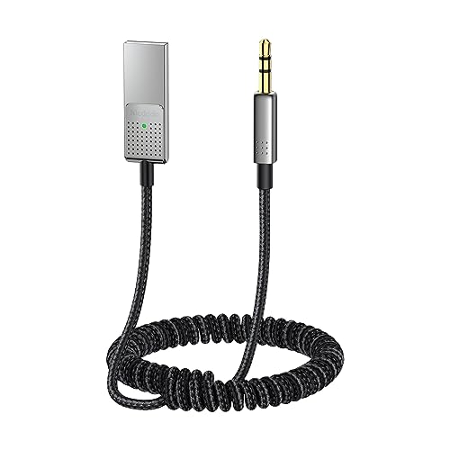 Mcdodo Aux Bluetooth Adapter 5.3 with Built-in Microphone CD Quality 10M Transmission Bluetooth Receiver USB 2.0 to 3.5mm Wireless Car Kit Auxiliary Incoming Calls Hands-Free Instant Car Start Compati