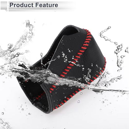 Gear Shift Knob Cover for Honda HR-V 2016-2022 Anti-Slip Stick Shifting Handle Protector Faux Leather 1 Pc Pebbled Black Red