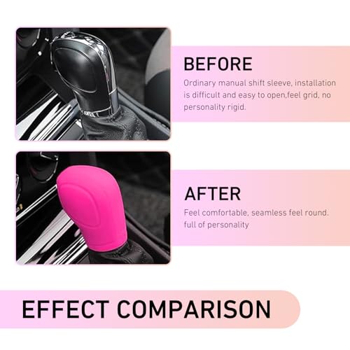 2 PCS Car Gear Shift Knob Cover, Anti-Slip Gear Stick Shifter Protector, Elastic Silicone Shift Protector Cover, Universal for Men, Women, Truck, SUV (Pink) - color: Pink