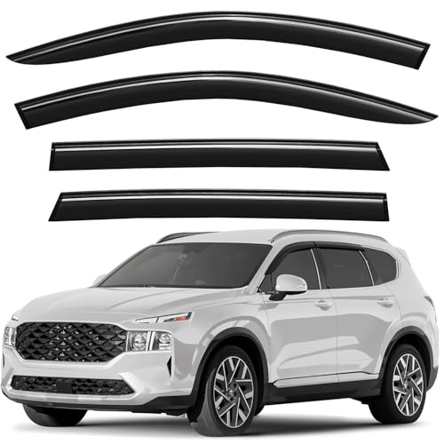 Window Deflectors Smoke Tinted Tape-On Side Window Vent Visor Deflectors Rain Guards Compatible with Hyundai Santa Fe 2019-2023 - 4 pcs. GW1001 - color: For Santa Fe 19-23