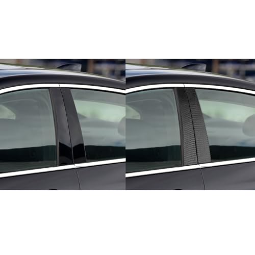 Black Carbon Flakes Compatible with Chevy/Chevrolet Malibu 2016-2025 2017 2018 2019 2020 2021 2022 2023 2024 Accessories Car B Pillar Side Windshield Outer Cover Exterior Trim Decal 6pcs - color: B-pillars