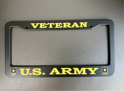 2 PCS for US Army Veteran License Plate Frames,Matte Black Aluminum Veteran License Plate Holder License Plate - color: AM-VE, size: 2pcs