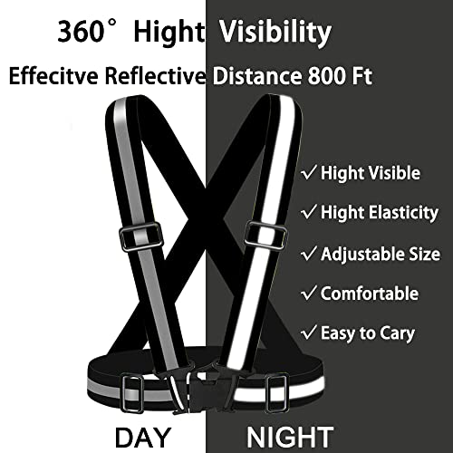 High Visibility Reflective Vest Safety Vest Running Reflective Gear Adjustable Reflective Vest for Walking,Jogging,Hiking,Night Cycling - color: Black