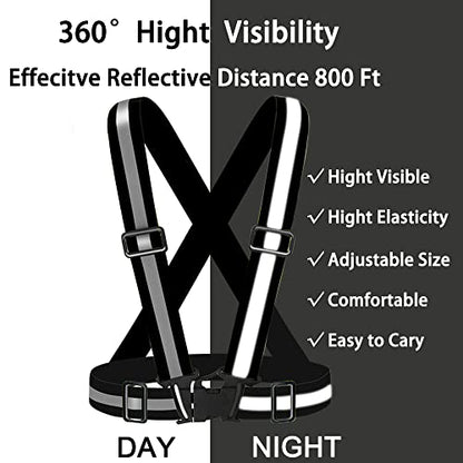 High Visibility Reflective Vest Safety Vest Running Reflective Gear Adjustable Reflective Vest for Walking,Jogging,Hiking,Night Cycling - color: Black