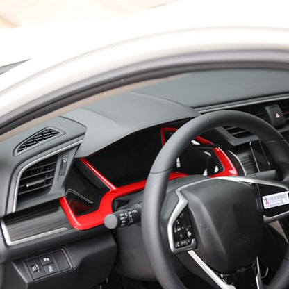 YINGTUU for Honda 10th Gen Civic 2016-2021 Accessories Dash Board Trim Cover Interior Glossy Red - color: Dash Board Trim Cover-Red