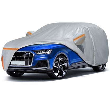 Car Cover Waterproof for 2006-2026 Audi Q7/SQ7, Outdoor Sun Rain UV Dust Snow All Weather Protection Custom-fit Full Q7 Car Cover with Door Zipper & Cotton Lining-Gray - size: Q7 Cover