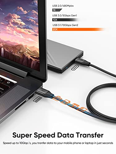 CableCreation USB C to USB A Cable 5FT, USB 3.1 USB 3.2 Gen2 10Gbps USB A to C Data Cable, Android Auto 3A for USB C External SSD MacBook Pro iPad, Galaxy S24/S23+, iPhone 16/15, 1.5m - color: Black, size: 5ft/1.5m