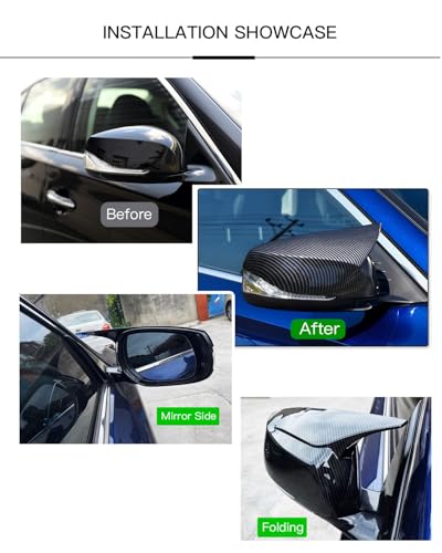 Horn Style Carbon Fiber Door Mirror Cover Cap Compatible with 2014-2020 Infiniti Q50 Q60 Q70 QX30 - size: Carbon Fiber