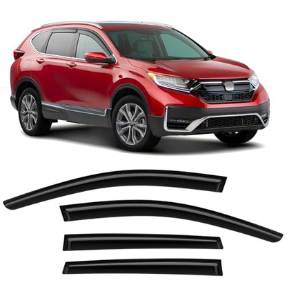 Tape-On Rain Guards Compatible with Honda CRV 2017-2022 Black Extra Durable Shatterproof Side Window Deflectors, Vent Window Visors, Wind Deflectors - 4 PCS - size: Fit for Honda CRV 2017-2022 Tape On