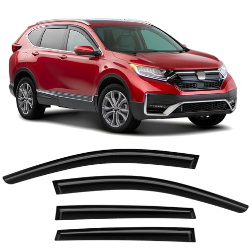 Tape-On Rain Guards Compatible with Honda CRV 2017-2022 Black Extra Durable Shatterproof Side Window Deflectors, Vent Window Visors, Wind Deflectors - 4 PCS - size: Fit for Honda CRV 2017-2022 Tape On