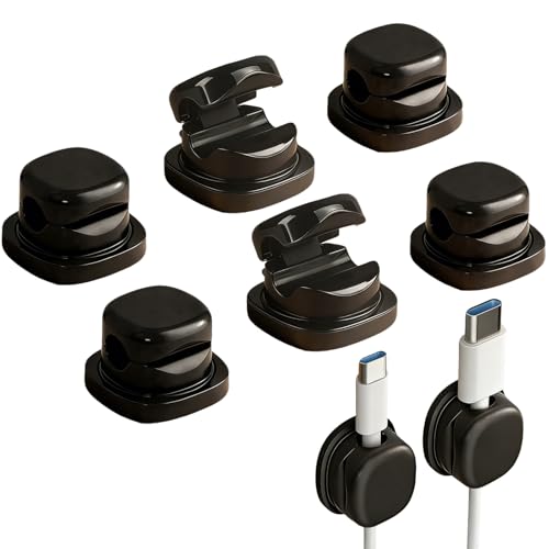 6 Pack Magnetic Cord Organizer Holder,Upgrade Cord Holder for Nightstand, Strong Adhesive Desk Cable Management Magnetic Easy Open for Home,Office,Car,Desk,Nightstand (Black) - color: Black