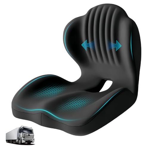 Memory Foam Seat Cushion with Lumbar Support Pillow for Truck Driver, Ergonomic L-Shaped Car Seat Cushion for Tailbone Pressure Relief, Non-Slip Chair Pad for Long Driving, Black - color: Black