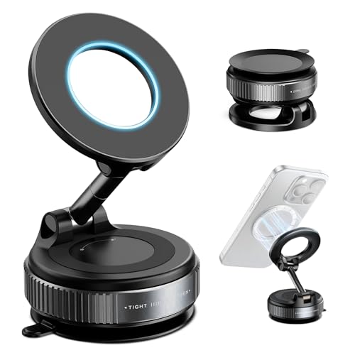 2026 Model Magnetic Car Phone Holder – Strong Suction Cup Car Mount for iPhone & Android, 360° Rotating Dashboard & Windshield Phone Stand, Cell Phone Holder Car Accessories (Black) - color: Black