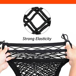 3-Layer Car Mesh Organizer, Seat Back Net Bag, Barrier of Backseat Pet Kids, Cargo Tissue Purse Holder, Driver Storage Netting Pouch（Upgrade Stretch Length）
